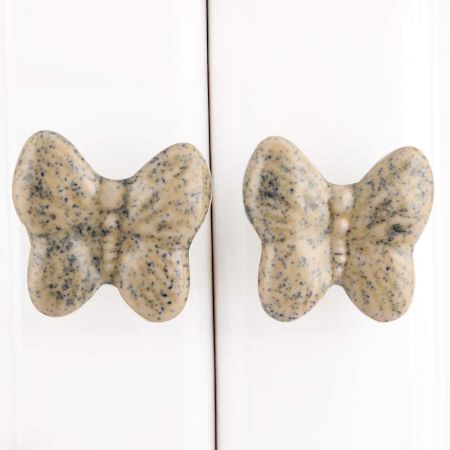 Cream Butterfly Ceramic Drawer Knob